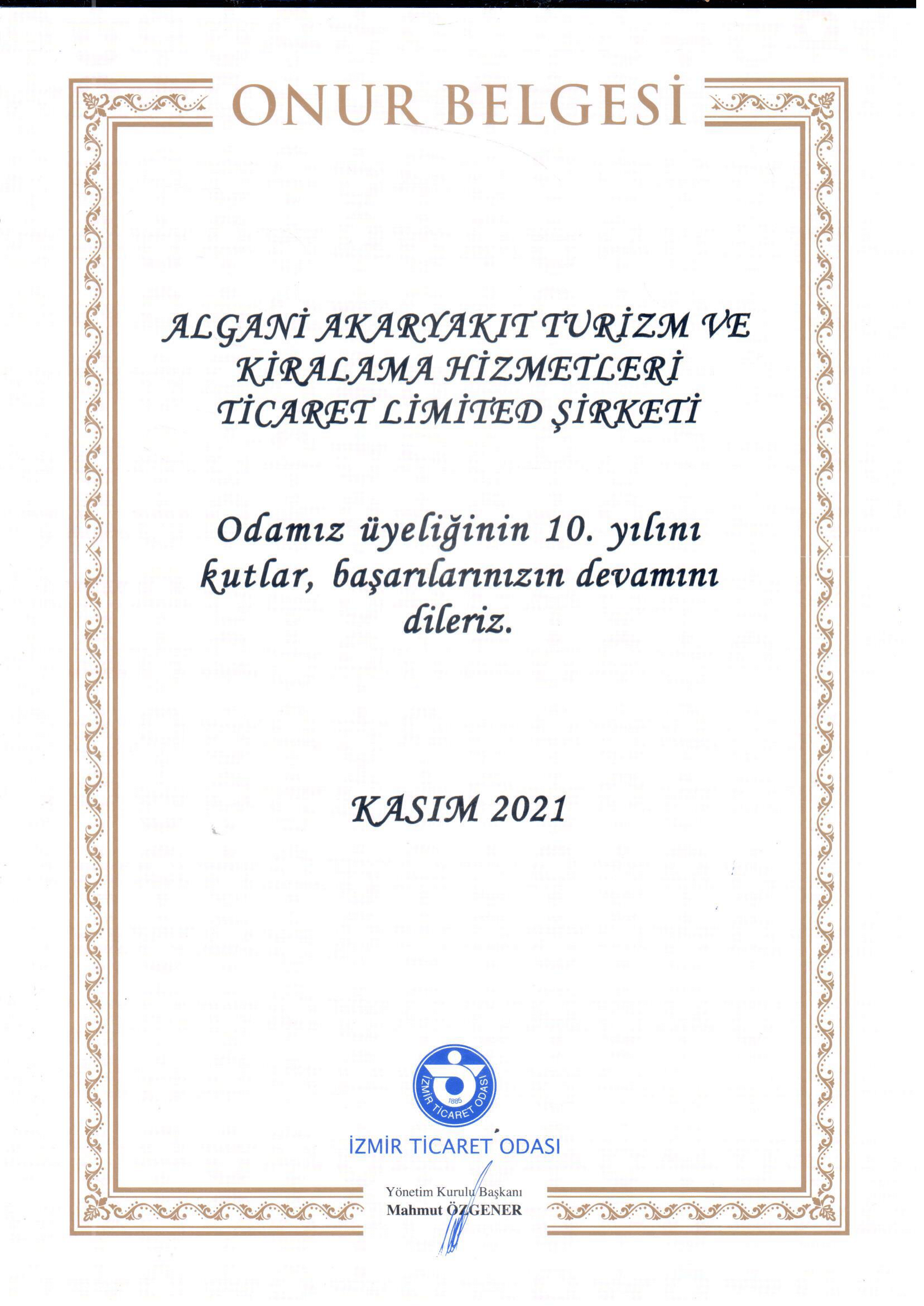ONUR BELGESİ-1 ONUR BELGESİ-1
